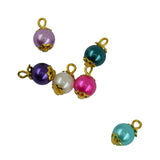 Maxbell 50 Pieces Colorful Glass Pearl Daisy Receptacle Charms Pendant Jewelry DIY