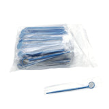 Maxbell Bulk Lot 100 Pieces Oral Disposable Teeth Mouth Exam Mirrors Plastic Instruments Blue