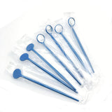 Maxbell Bulk Lot 100 Pieces Oral Disposable Teeth Mouth Exam Mirrors Plastic Instruments Blue