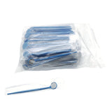 Maxbell Bulk Lot 100 Pieces Oral Disposable Teeth Mouth Exam Mirrors Plastic Instruments Blue