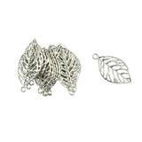 Maxbell 20 Pcs Silver Hollow Rose Leaf Vein Charms Pendants Connector DIY Making