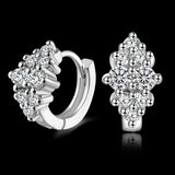 Maxbell 1 Pair 925 Sterling Silver Crystal Zircon Hoop Earrings Women Stud Earring