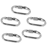 Maxbell 5 Pieces Oval Steel Carabiner Screw Locking for Rock Climbing Rescue 25KN