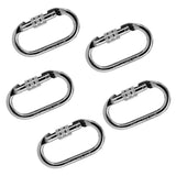 Maxbell 5 Pieces Oval Steel Carabiner Screw Locking for Rock Climbing Rescue 25KN