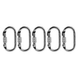 Maxbell 5 Pieces Oval Steel Carabiner Screw Locking for Rock Climbing Rescue 25KN