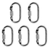 Maxbell 5 Pieces Oval Steel Carabiner Screw Locking for Rock Climbing Rescue 25KN