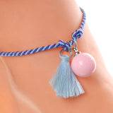 Maxbell Simple Rope Smiling face Bead Tassel Ankle Bracelet Barefoot Sandal Anklet