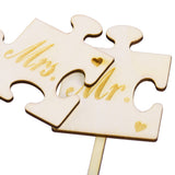 Maxbell Set of 2pcs Mrs Mr Wooden Cake Topper Sticks Wedding Cake Photo Props