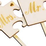 Maxbell Set of 2pcs Mrs Mr Wooden Cake Topper Sticks Wedding Cake Photo Props
