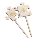 Maxbell Set of 2pcs Mrs Mr Wooden Cake Topper Sticks Wedding Cake Photo Props