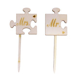 Maxbell Set of 2pcs Mrs Mr Wooden Cake Topper Sticks Wedding Cake Photo Props