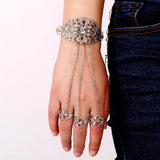 Maxbell Finger Ring Hand Chain Harness Multi Chain Punk Style Bracelet for Women