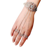 Maxbell Finger Ring Hand Chain Harness Multi Chain Punk Style Bracelet for Women