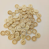 Maxbell 100 Pieces 2 Holes Round Wood Sewing Buttons with Handmade Love Heart Embellishments and Crafts 15 mm