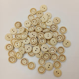 Maxbell 100 Pieces 2 Holes Round Wood Sewing Buttons with Handmade Love Heart Embellishments and Crafts 15 mm