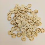 Maxbell 100 Pieces 2 Holes Round Wood Sewing Buttons with Handmade Love Heart Embellishments and Crafts 15 mm