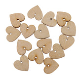 Maxbell 100Pieces Wood Unfinished Shapes Love Heart with Holes For Wedding Tags Crafts Embellishments 20mm