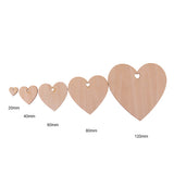 Maxbell 100 Pieces Wood Cutout Shape Unfinished Heart Slice with Hole for Craft 40mm