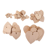 Maxbell 100 Pieces Wood Cutout Shape Unfinished Heart Slice with Hole for Craft 40mm