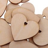 Maxbell 100 Pieces Wood Cutout Shape Unfinished Heart Slice with Hole for Craft 40mm