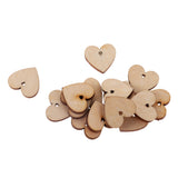 Maxbell 100 Pieces Wood Cutout Shape Unfinished Heart Slice with Hole for Craft 40mm