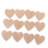 Maxbell 50 Pieces Wood Cutout Shapes Unfinished Heart Slice with Hole for Craft 60mm