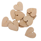 Maxbell 50 Pieces Wood Cutout Shapes Unfinished Heart Slice with Hole for Craft 60mm