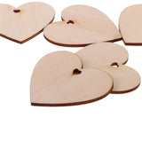 Maxbell 50 Pieces Wood Cutout Shapes Unfinished Heart Slice with Hole for Craft 60mm