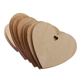 Maxbell 50 Pieces Wood Cutout Shapes Unfinished Heart Slice with Hole for Craft 60mm