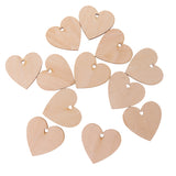 Maxbell 50 Pieces Wood Cutout Shapes Unfinished Heart Slice with Hole for Craft 60mm