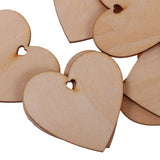 Maxbell 50 Pieces Wood Cutout Shapes Unfinished Heart Slice with Hole for Craft 60mm