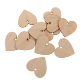 Maxbell 50 Pieces Wood Cutout Shapes Unfinished Heart Slice with Hole for Craft 60mm