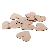 Maxbell 50 Pieces Wood Cutout Shapes Unfinished Heart Slice with Hole for Craft 60mm