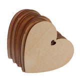 Maxbell 50 Pieces Wood Cutout Shapes Unfinished Heart Slice with Hole for Craft 60mm