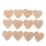 Maxbell 50 Pieces Wood Cutout Shapes Unfinished Heart Slice with Hole for Craft 60mm