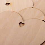 Maxbell 10 Pieces Wood Cutout Shapes Unfinished Heart Slice with Hole for Scrapbooking Craft 12cm