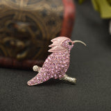 Maxbell Pink Rhinestone Crystal Trochilidae Animal Design Brooch Pin Women Wedding Bridal Jewelry