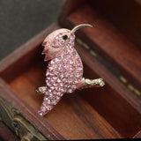 Maxbell Pink Rhinestone Crystal Trochilidae Animal Design Brooch Pin Women Wedding Bridal Jewelry