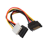 Maxbell 15Pin Serial ATA SATA Male to 4Pin IDE Converter Wire + 15Pin Female Power Extension Cable