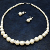 Maxbell Imitation Pearl Earrings Necklace Jewelry Set Simple Charms Handmade Bridal