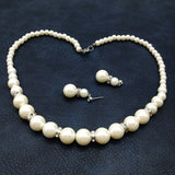 Maxbell Imitation Pearl Earrings Necklace Jewelry Set Simple Charms Handmade Bridal