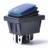 Maxbell 4 Pin On-Off Car Boat Lighted Rocker Toggle Switch Waterproof  Blue