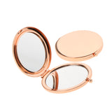 Maxbell 2pcs Fashion Travel Folding Dual Sided Makeup Mirror Round Compact Pocket Size Rose Gold