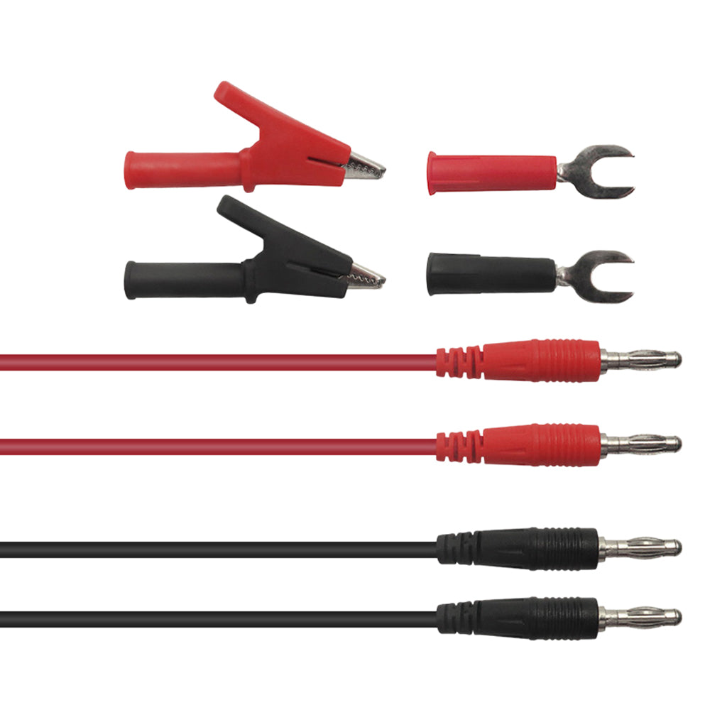 Maxbell 6-in-1 1M 4mm Banana to Banana Plug Test Lead kits Alligator Clip Clamps to 6mm U-type Spade Clip