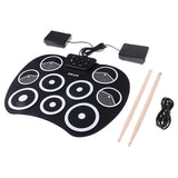 Maxbell Electronic Foldable 9 Pad Drum Sticks Foot Pedal Musical Instrument Kit Kids