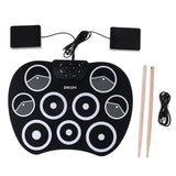 Maxbell Electronic Foldable 9 Pad Drum Sticks Foot Pedal Musical Instrument Kit Kids