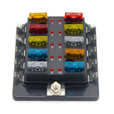 Maxbell 10 Way Circuit Automotive Car Boat Blade Fuse Box Block Holder with Cover