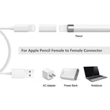 Maxbell For Apple iPad Pro Pencil Charger Convertor Charge Power Cable Cord Female to Female F/F Connector White