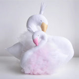 Maxbell Elegant Swan With Princess Skirt Design Kids Baby Plush Throw Pillow Bolster Toy Photography Props-Pink