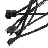 Maxbell 1 to 5 x 4 pin Fan Y Splitter Power Extension Cable Fans Splitter Lead All Black Sleeved